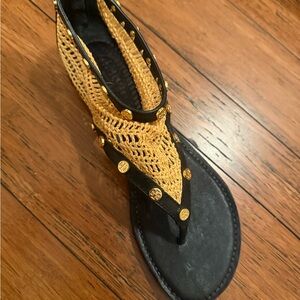 Tory Burch Elegant Black and Gold Women's Sandals